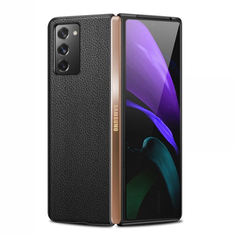 Kuori Samsung Galaxy Z Fold 2 Punainen Musta Aitoa Litsi Nahkaa