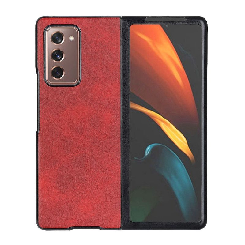 Kuori Samsung Galaxy Z Fold 2 Punainen Musta Korkealaatuista Tekonahkaa