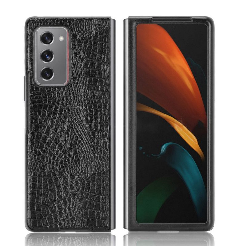 Kuori Samsung Galaxy Z Fold 2 Valkoinen Musta Krokotiilin Ihon Tyyli