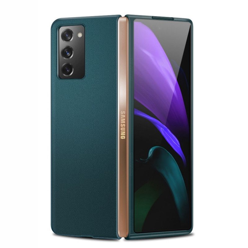 Kuori Samsung Galaxy Z Fold 2 Vihreä Musta Aitoa Nahkaa Suojakuori