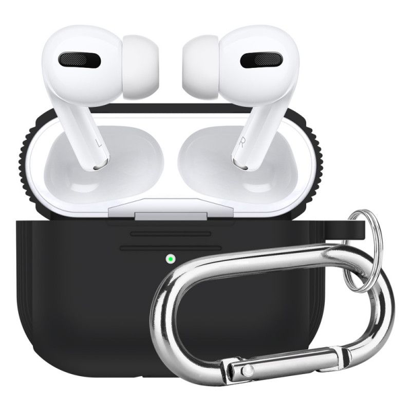 Kuori AirPods Pro Valkoinen Musta Klassinen Silikoni Karabiinilla Suojakuori