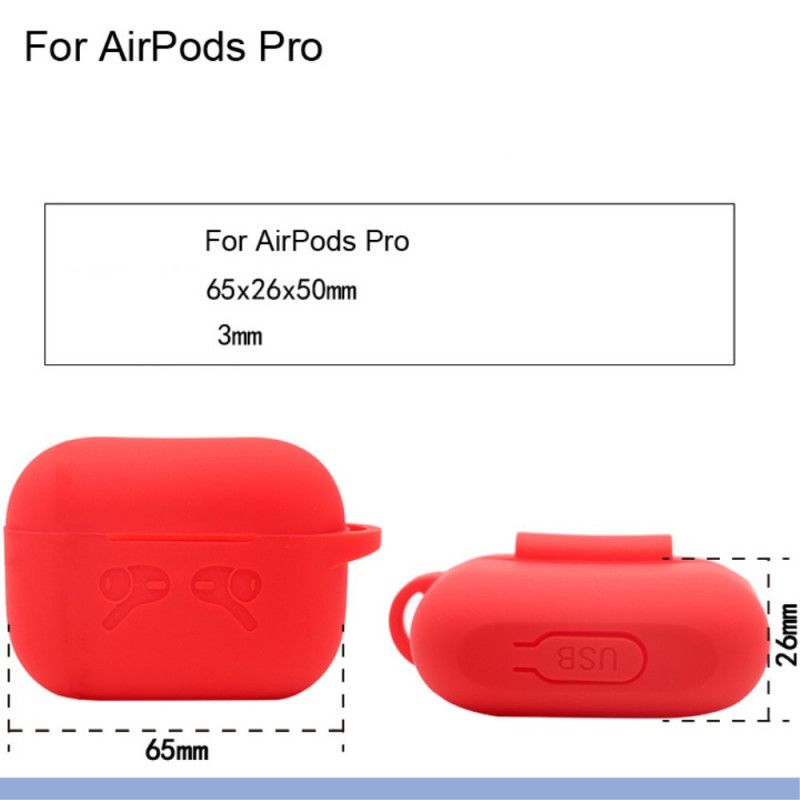 Kuori AirPods Pro Valkoinen Musta Puhdasvärinen Silikoni Karabiinilla