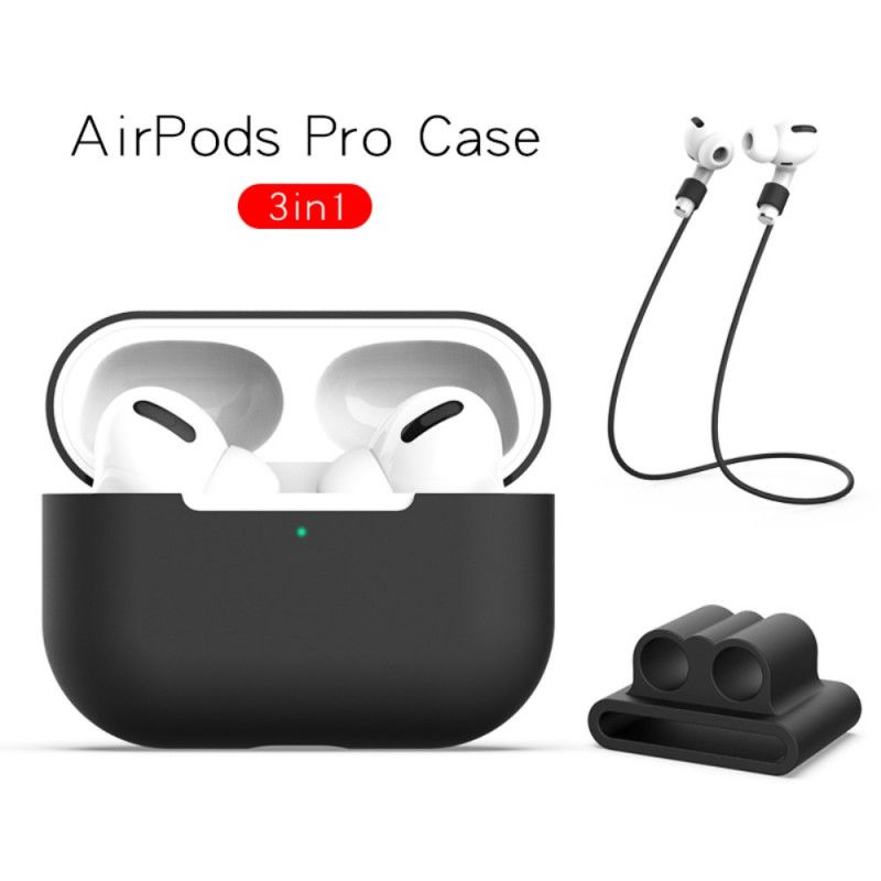 Kuori AirPods Pro Valkoinen Musta Silikoni Kuulokkeiden Johdolla Suojakuori