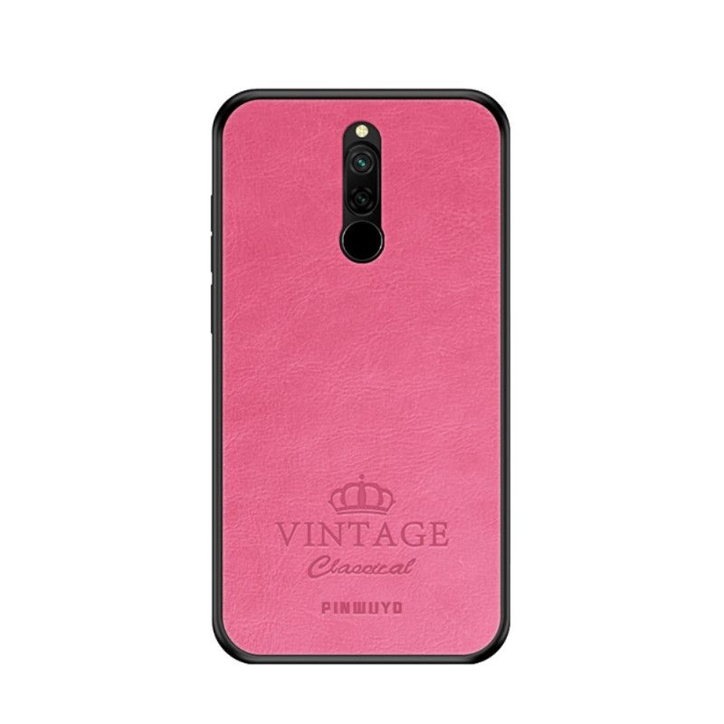 Case Kuoret Xiaomi Redmi 8 Magenta Musta Puhelinkuoret Vintage Pinwuyo-Nahkaefekti