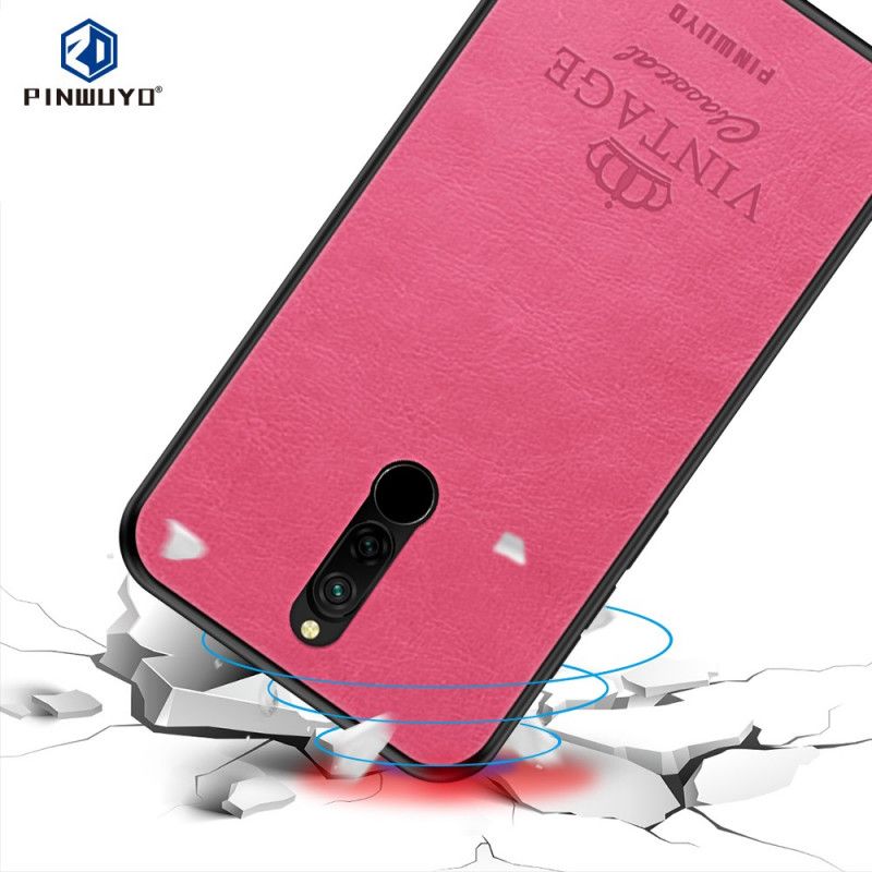 Case Kuoret Xiaomi Redmi 8 Magenta Musta Puhelinkuoret Vintage Pinwuyo-Nahkaefekti