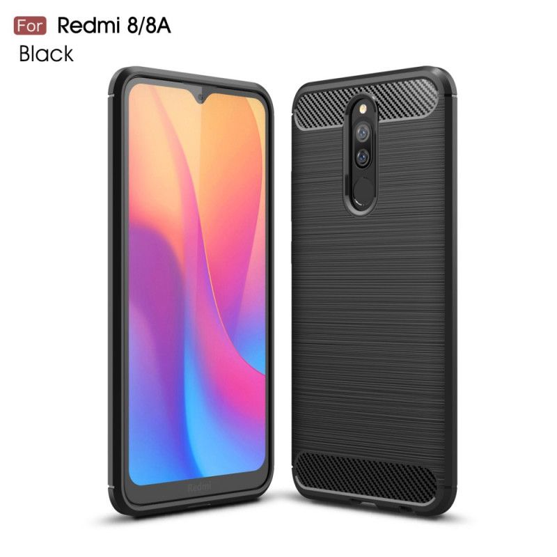 Case Kuoret Xiaomi Redmi 8 Punainen Musta Puhelinkuoret Harjattu Hiilikuitu