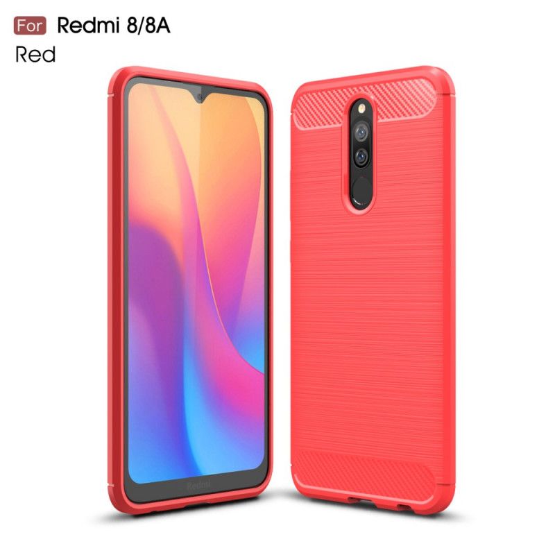 Case Kuoret Xiaomi Redmi 8 Punainen Musta Puhelinkuoret Harjattu Hiilikuitu