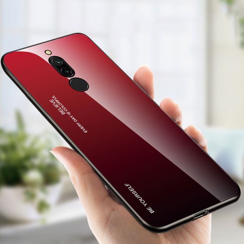 Case Kuoret Xiaomi Redmi 8 Tummansininen Punainen Puhelinkuoret Ole Itsesi Karkaistua Lasia