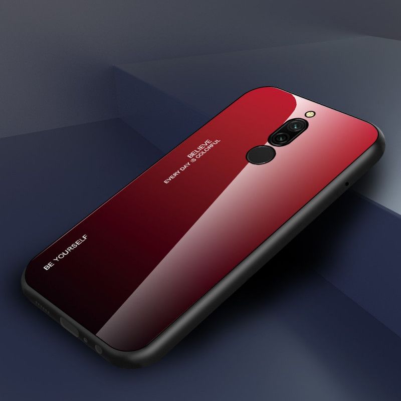 Case Kuoret Xiaomi Redmi 8 Tummansininen Punainen Puhelinkuoret Ole Itsesi Karkaistua Lasia