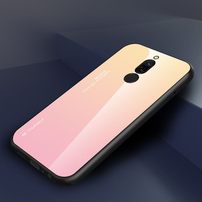 Case Kuoret Xiaomi Redmi 8 Tummansininen Punainen Puhelinkuoret Ole Itsesi Karkaistua Lasia