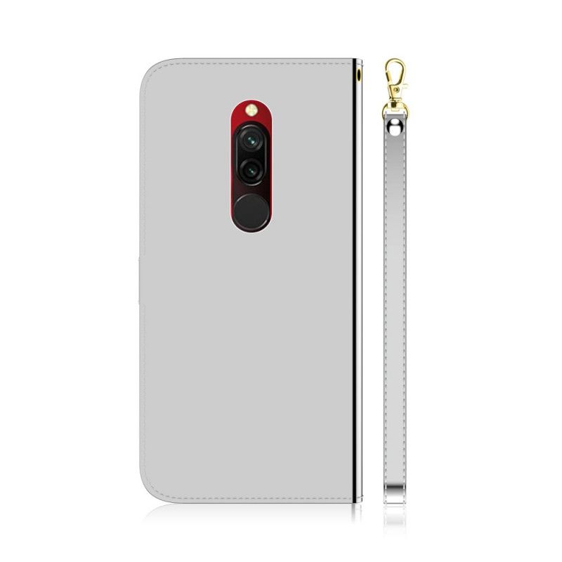 Flip Case Xiaomi Redmi 8 Vaaleanpunainen Musta Keinonahkainen Peilin Suojus