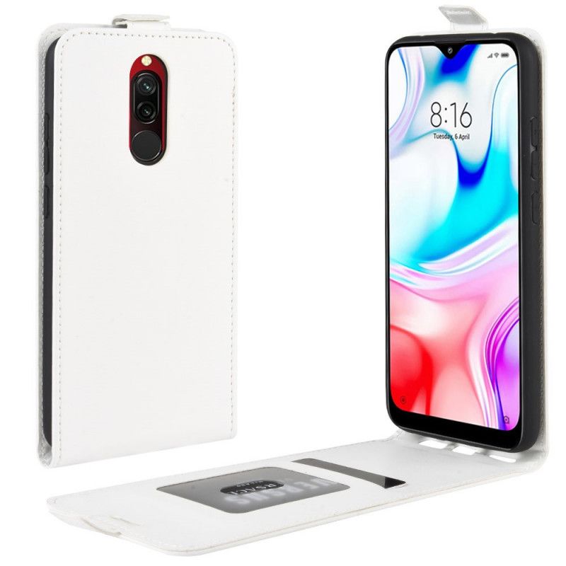 Kotelot Xiaomi Redmi 8 Valkoinen Musta Taitettava Nahkaefekti