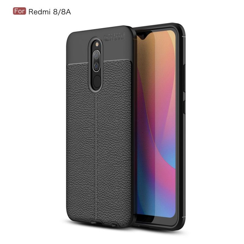 Kuori Xiaomi Redmi 8 Punainen Musta Kaksilinjainen Litsi Nahkainen Vaikutus