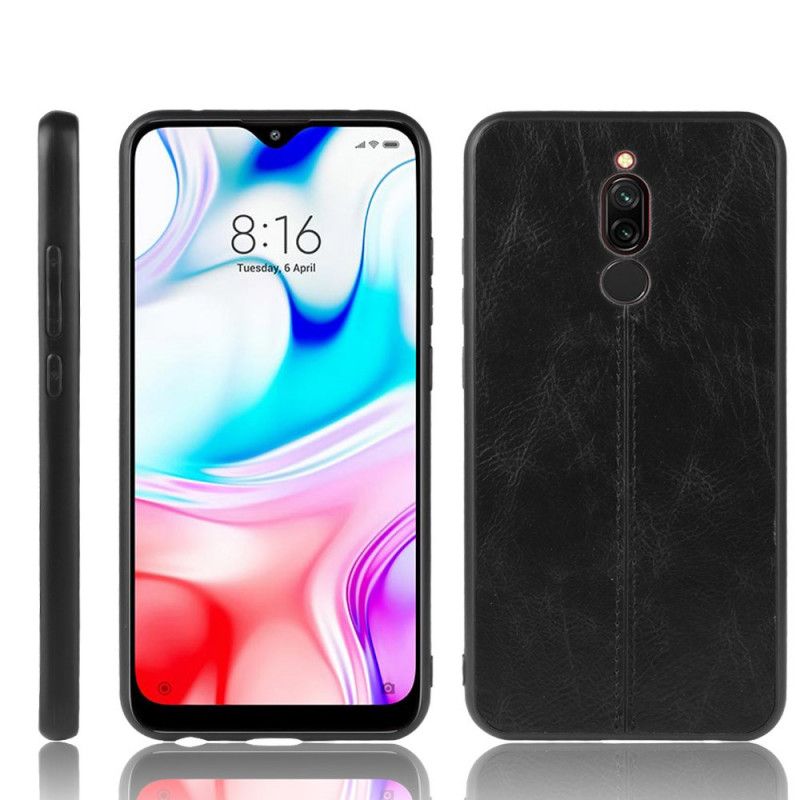 Kuori Xiaomi Redmi 8 Punainen Musta Ommeltu Nahkaefekti