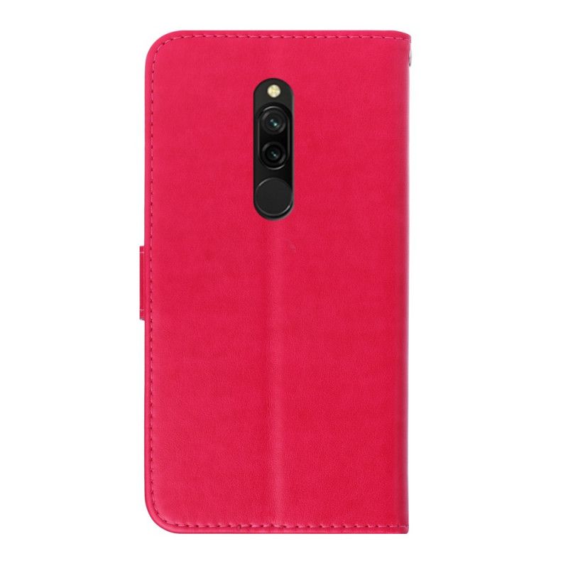 Nahkakotelo Xiaomi Redmi 8 Magenta Puhelinkuoret Perhonen Viehätys