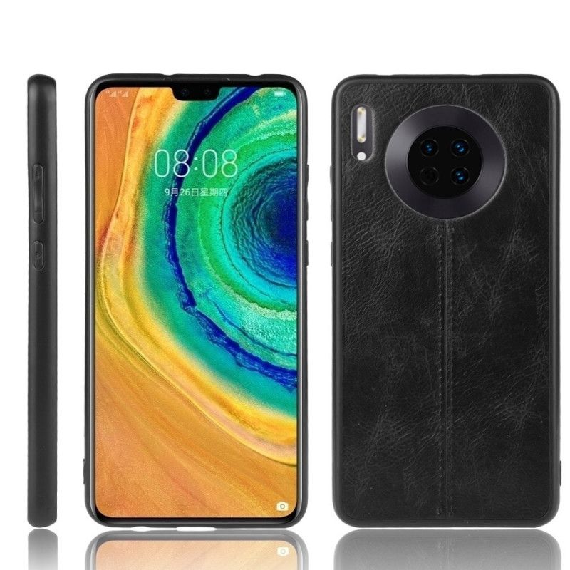 Case Kuoret Huawei Mate 30 Punainen Musta Puhelinkuoret Ommeltu Nahkaefekti