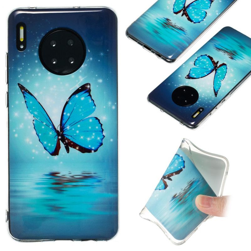 Kuori Huawei Mate 30 Fluoresoiva Sininen Perhonen Suojakuori