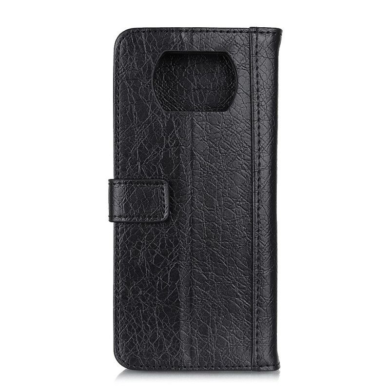 Flip Case Xiaomi Poco X3 Harmaa Musta Sarvikuonotyylinen Tekonahka