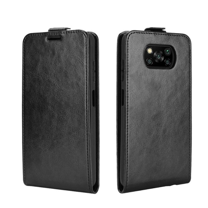 Flip Case Xiaomi Poco X3 Valkoinen Musta Pystysuora Nahkaefekti