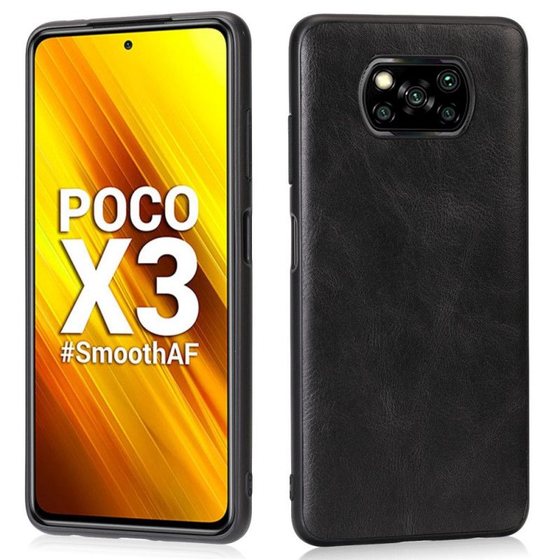 Kuori Xiaomi Poco X3 Harmaa Musta Nahkaefekti Suojakuori