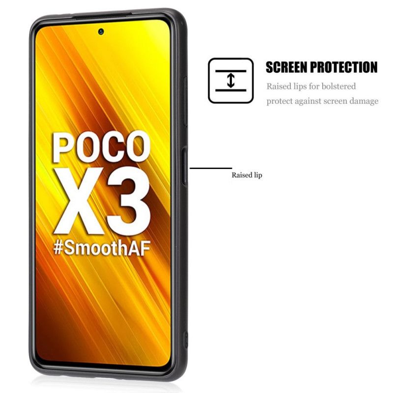 Kuori Xiaomi Poco X3 Harmaa Musta Nahkaefekti Suojakuori