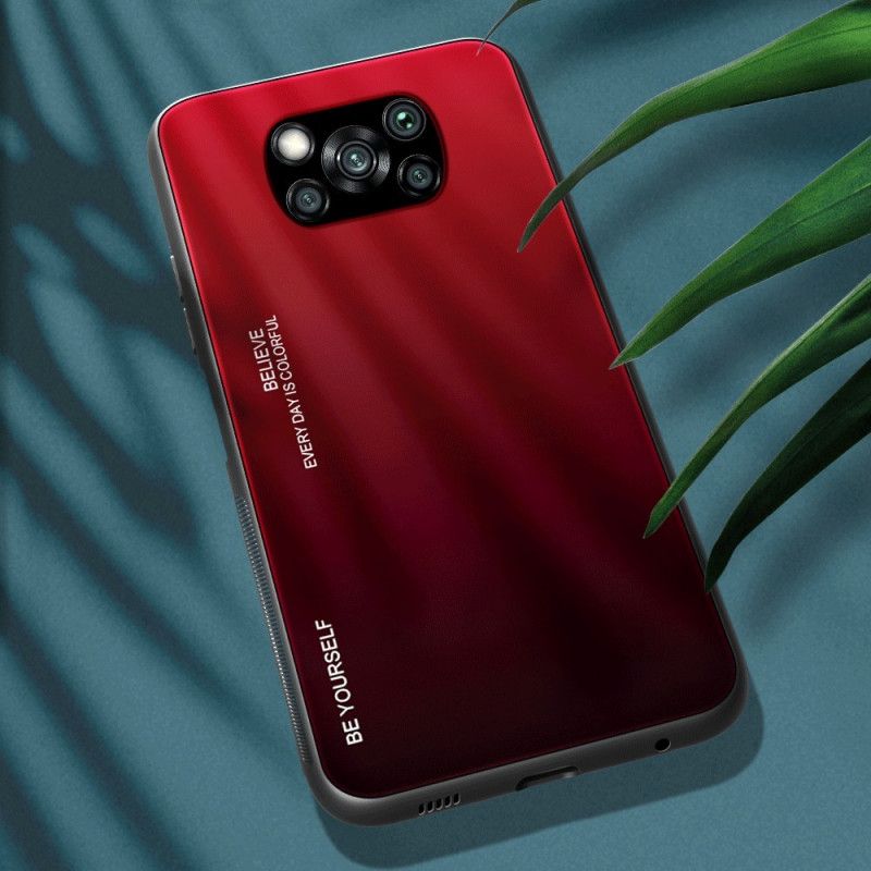 Kuori Xiaomi Poco X3 Magenta Punainen Ole Itsesi Karkaistua Lasia