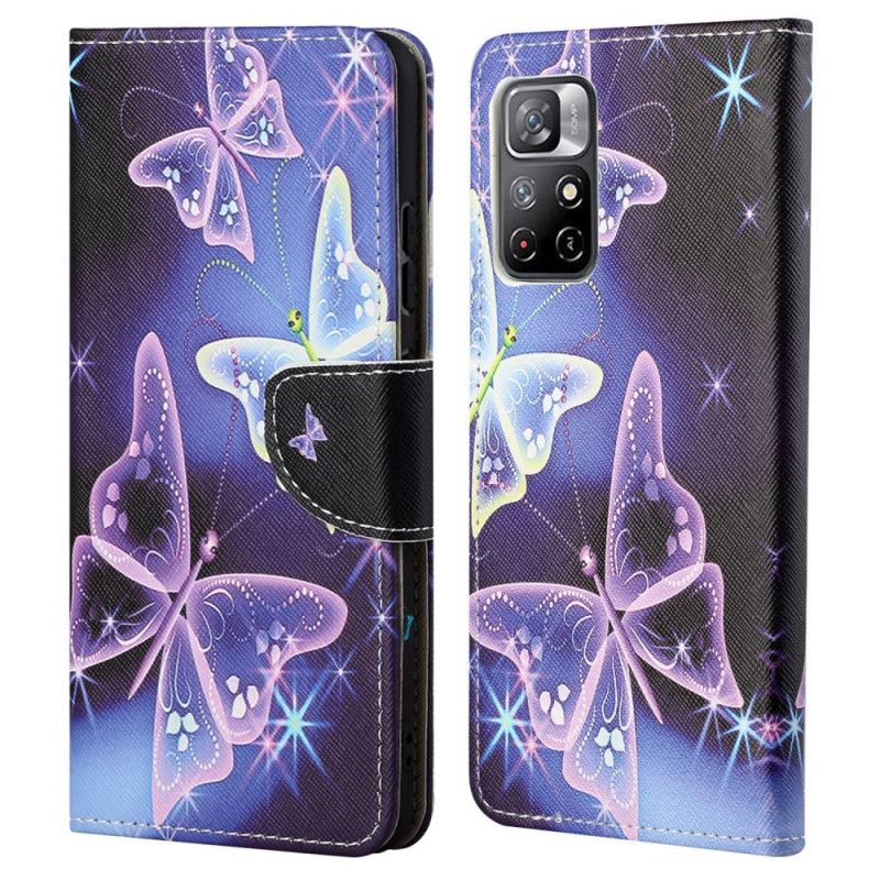 Flip Kotelot Xiaomi Redmi Note 11 / Poco M4 Pro 5g Butterflies Design Suojakuori