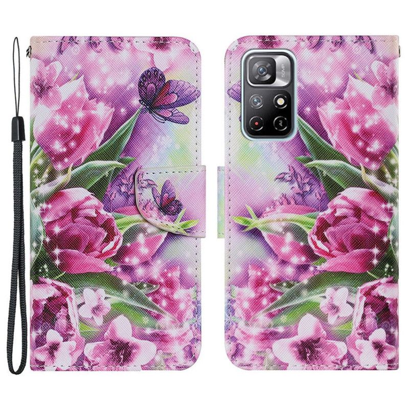 Flip Kotelot Xiaomi Redmi Note 11 / Poco M4 Pro 5g Butterfly And Lotus Suojakuori