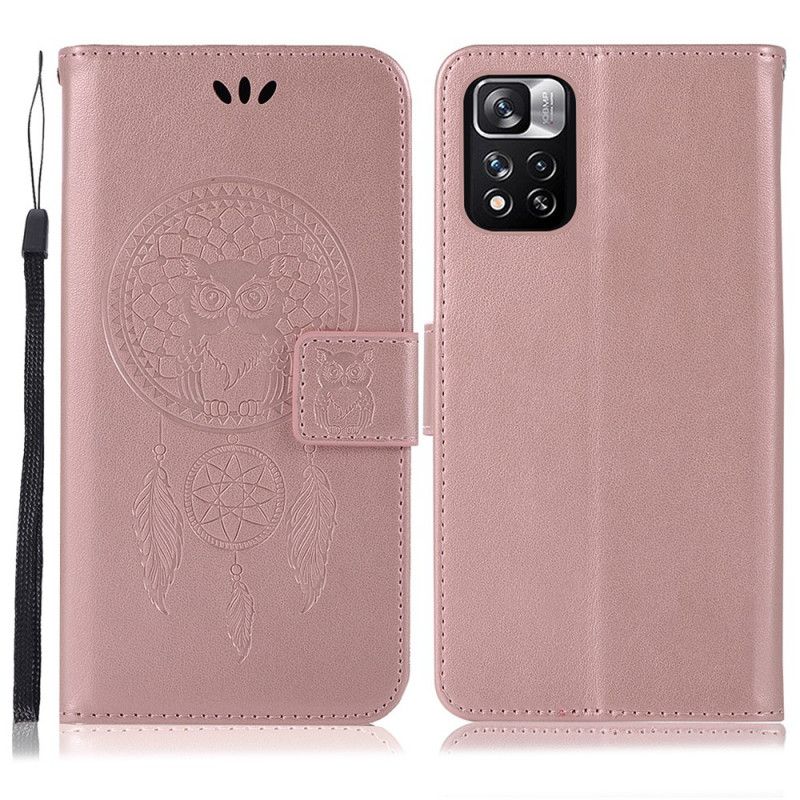 Flip Kotelot Xiaomi Redmi Note 11 / Poco M4 Pro 5g Nahkaefekti Dreamcatcher Owl Suojakuori