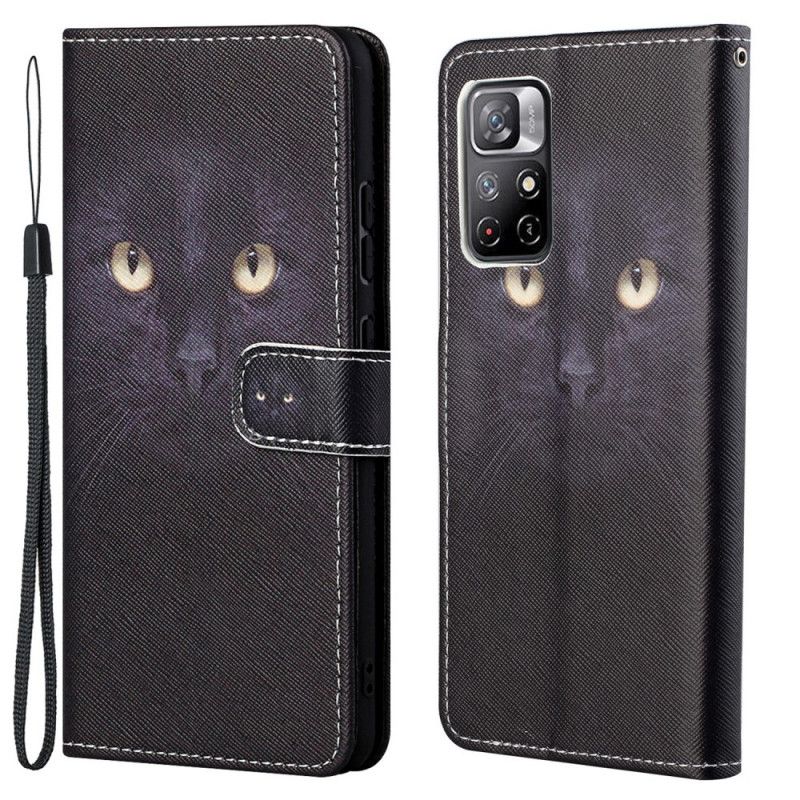 Kotelot Xiaomi Redmi Note 11 / Poco M4 Pro 5g Puhelinkuoret Mustat Strappy Cat Eyes