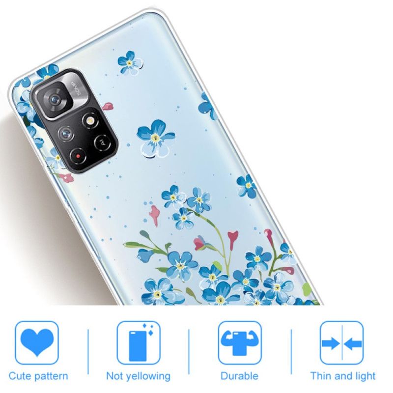 Kuori Case Xiaomi Redmi Note 11 / Poco M4 Pro 5g Puhelinkuoret Sinikukkakimppu