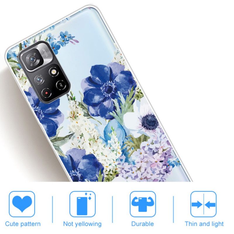 Kuori Xiaomi Redmi Note 11 / Poco M4 Pro 5g Blue Flowers Watercolour