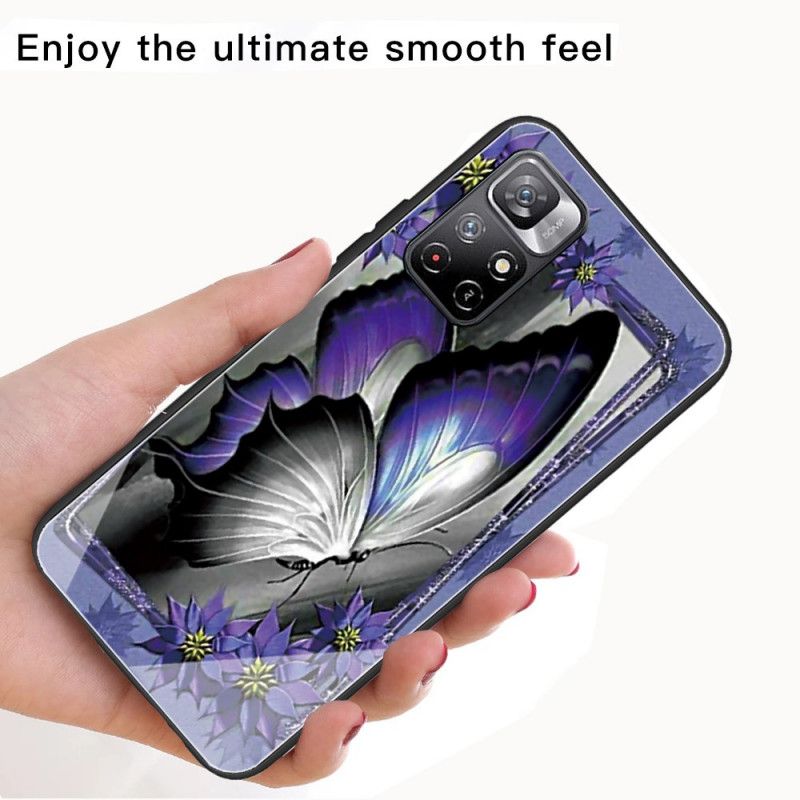 Kuori Xiaomi Redmi Note 11 / Poco M4 Pro 5g Purple Butterfly Tempered Glass