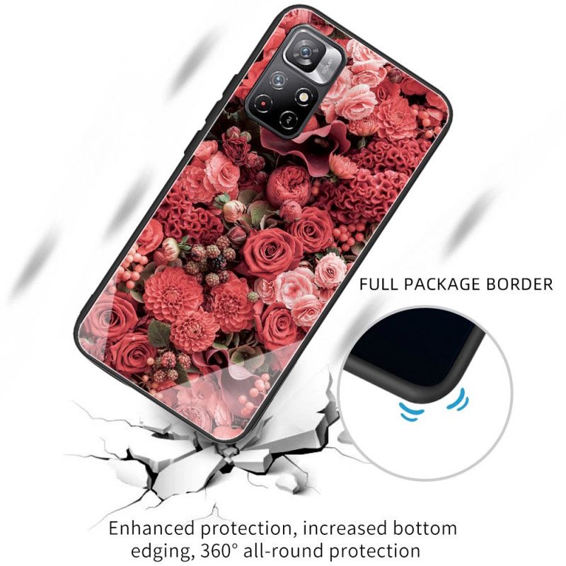 Kuori Xiaomi Redmi Note 11 / Poco M4 Pro 5g Tempered Glass Pink Flowers Suojakuori