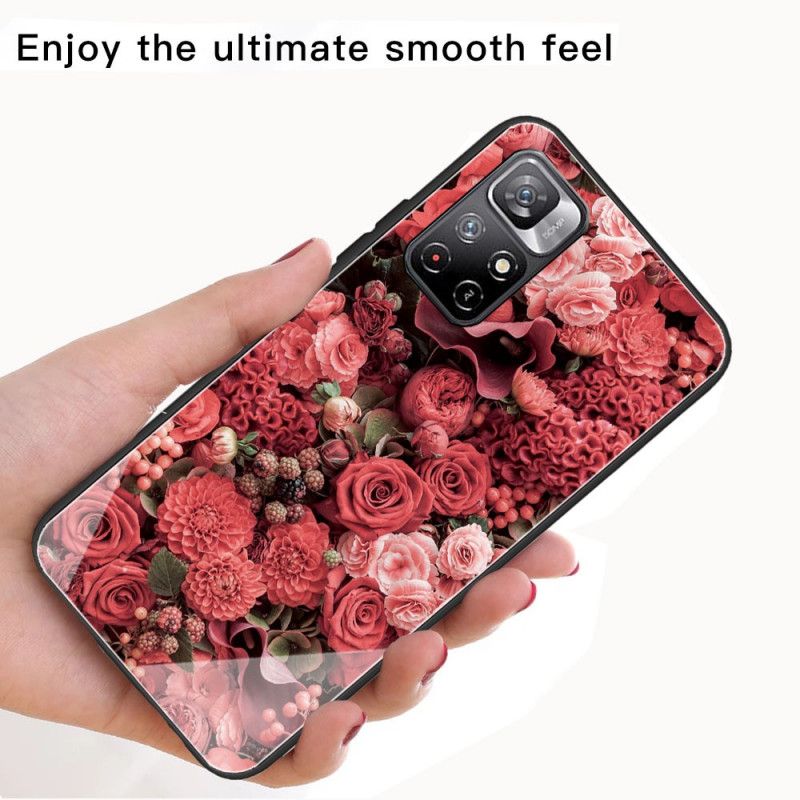 Kuori Xiaomi Redmi Note 11 / Poco M4 Pro 5g Tempered Glass Pink Flowers Suojakuori