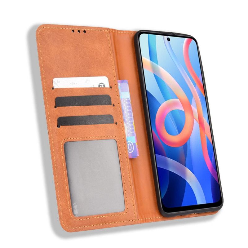 Nahkakuori Flip Kotelot Xiaomi Redmi Note 11 / Poco M4 Pro 5g Puhelinkuoret Tyylitelty Vintage-nahkaefekti