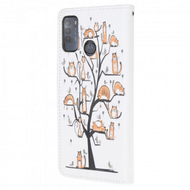 Kotelot Moto G50 Funky Cats Strappy