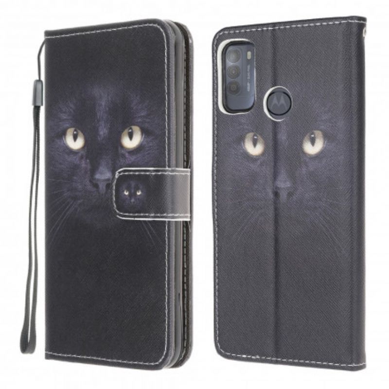 Kotelot Moto G50 Puhelinkuoret Mustat Strappy Cat Eyes