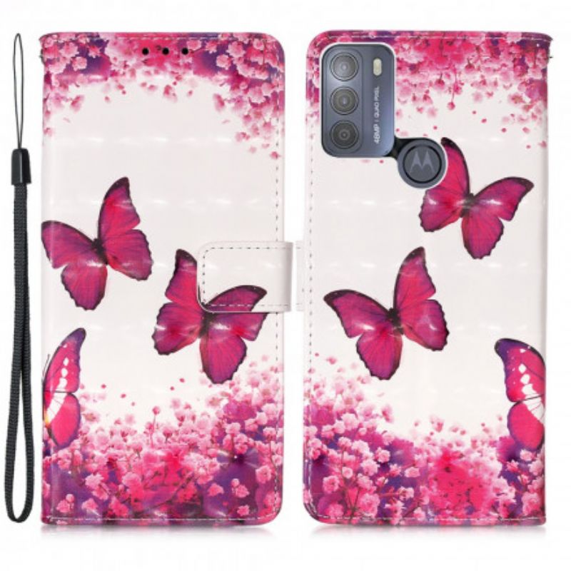 Kotelot Moto G50 Red Butterflies