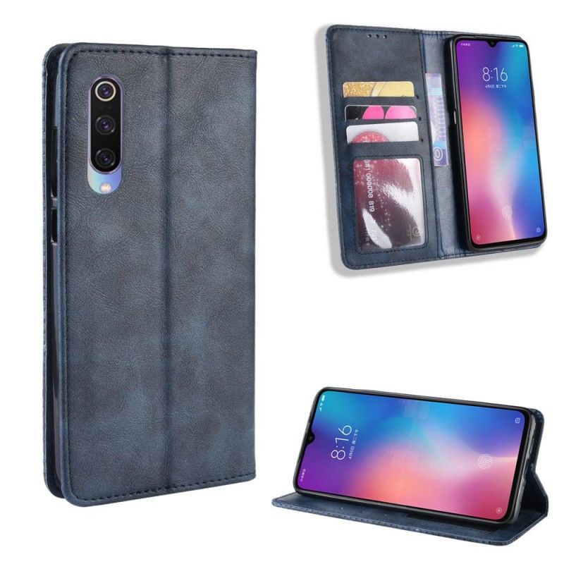 Flip Kotelot Xiaomi Mi 9 SE Tummansininen Musta Matta Nahka