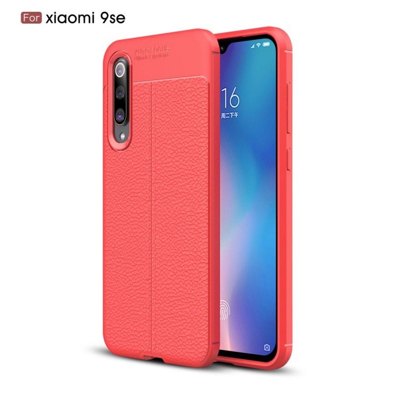 Kuori Xiaomi Mi 9 SE Punainen Musta Kaksilinjainen Litsi Nahkainen Vaikutus