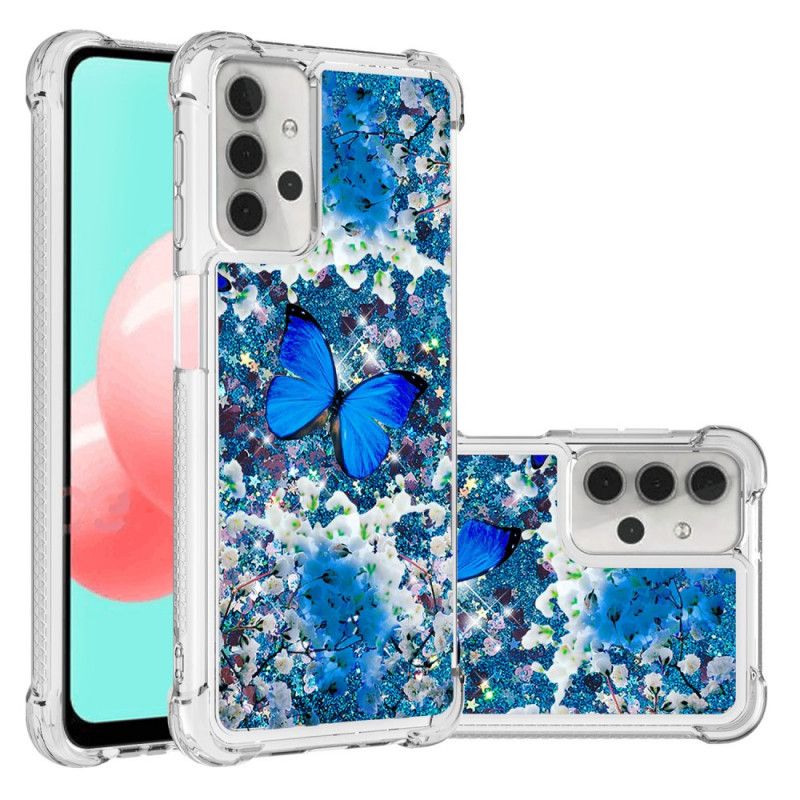 Case Kuoret Samsung Galaxy A32 5G Puhelinkuoret Siniset Kimaltelevat Perhoset