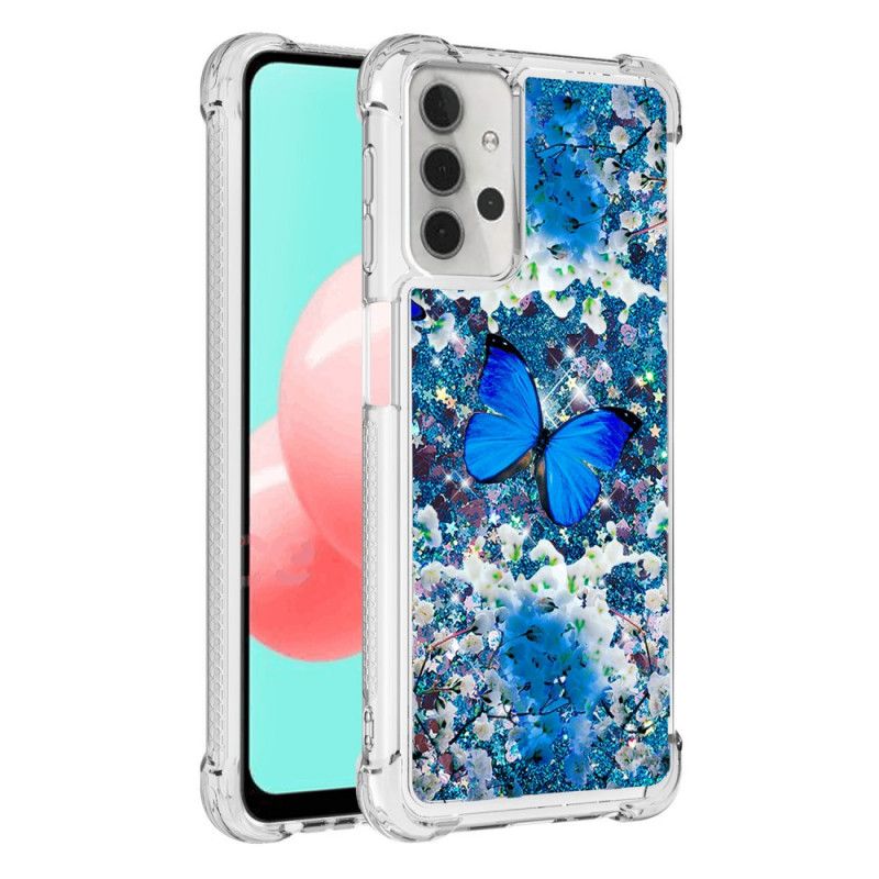 Case Kuoret Samsung Galaxy A32 5G Puhelinkuoret Siniset Kimaltelevat Perhoset