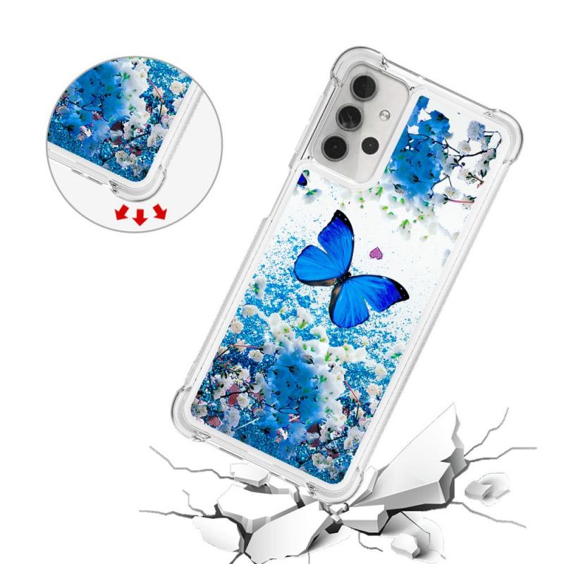 Case Kuoret Samsung Galaxy A32 5G Puhelinkuoret Siniset Kimaltelevat Perhoset