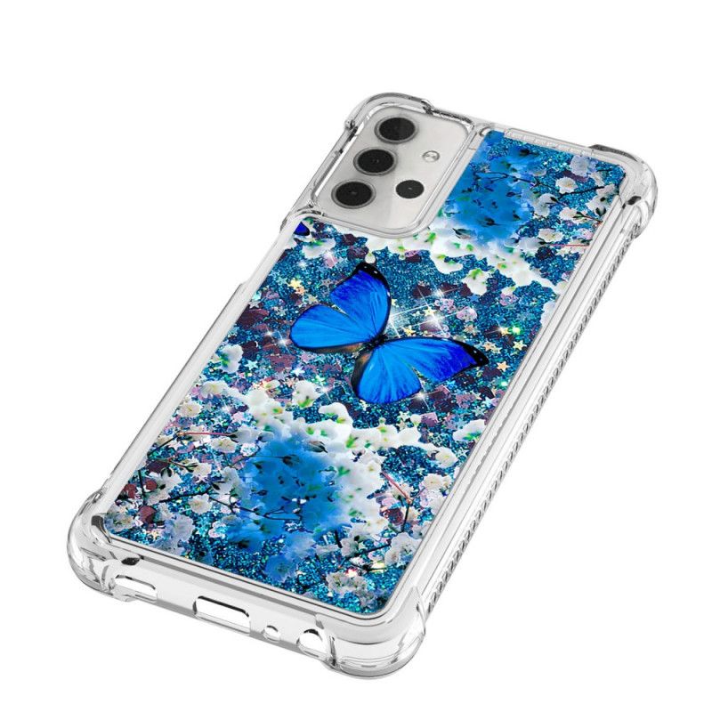 Case Kuoret Samsung Galaxy A32 5G Puhelinkuoret Siniset Kimaltelevat Perhoset