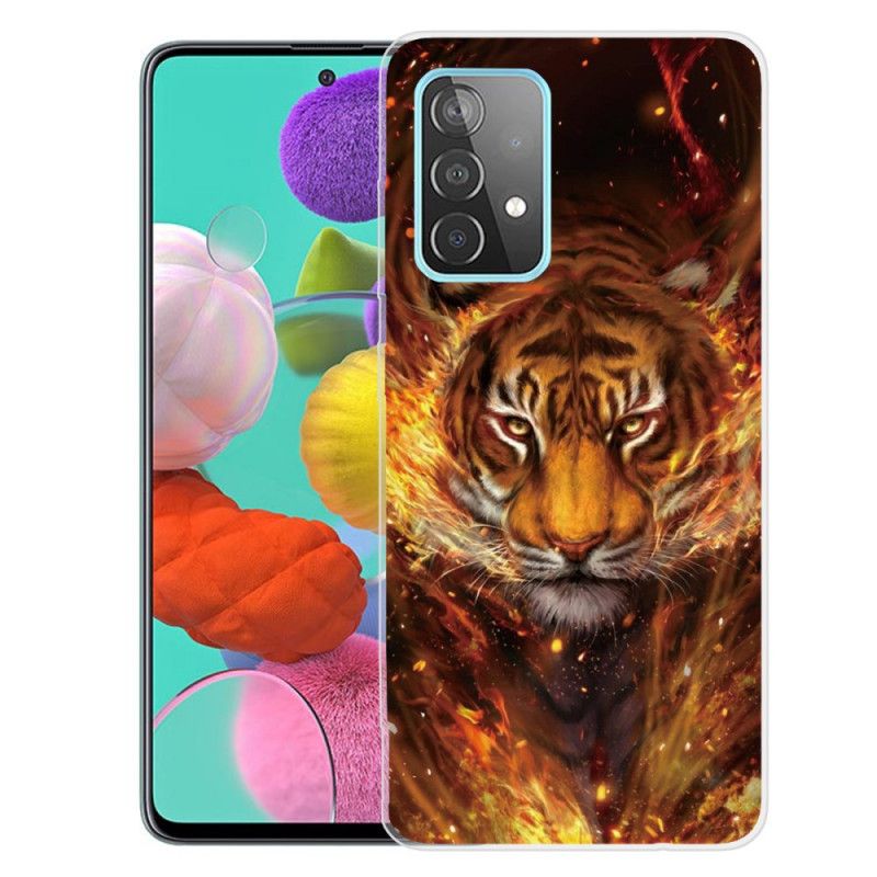 Case Kuoret Samsung Galaxy A32 5G Valkoinen Musta Puhelinkuoret Taipuisa Tiikeri