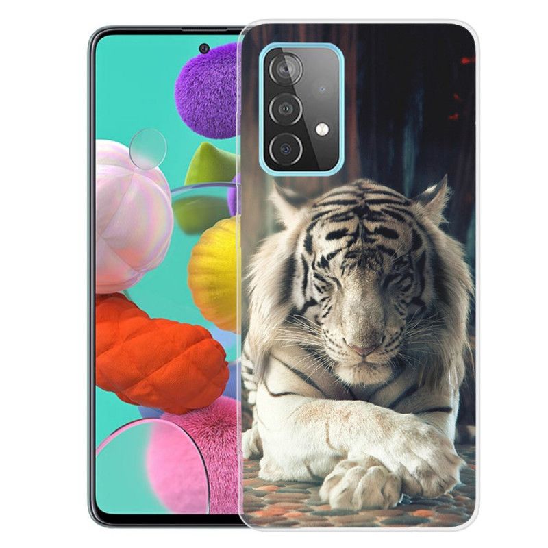 Case Kuoret Samsung Galaxy A32 5G Valkoinen Musta Puhelinkuoret Taipuisa Tiikeri