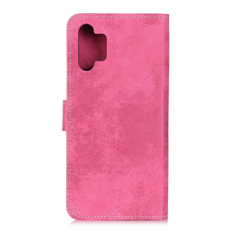 Kotelot Samsung Galaxy A32 5G Magenta Harmaa Vintage Tekonahkaa Suojakuori