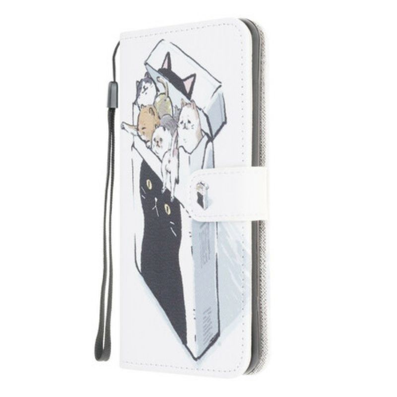 Flip Case Samsung Galaxy M12 / A12 Suojaketju Kuori Toimitus Thong Cats