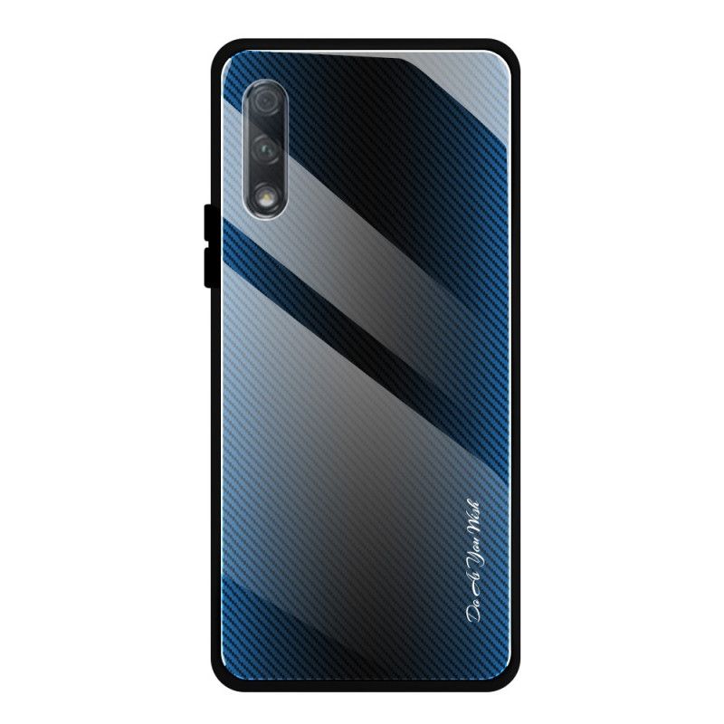 Case Kuoret Huawei P Smart Pro Valkoinen Musta Puhelinkuoret Pro-Hiilikarkaistu Lasi